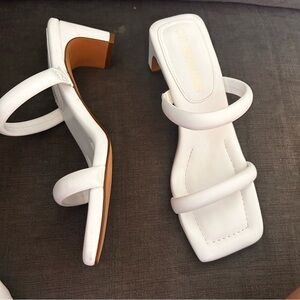 Elegant White Strappy Heels square toe platform strip heel 6.5 so cute and comfy